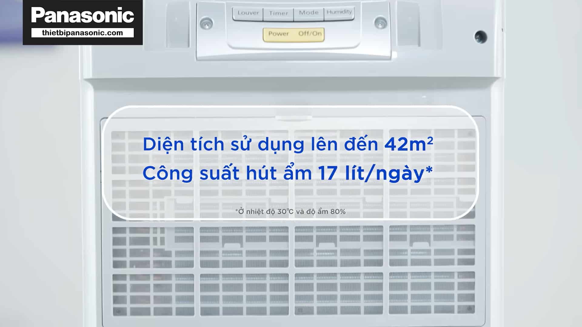 Máy hút ẩm Panasonic F-YCT17V cho diện tích sử dụng lên đến 42m2 và công suất hút ẩm lên đến 17 lít/ngày
