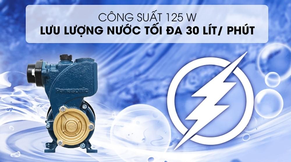 Bơm đẩy cao Panasonic GP-129JXK-SV5 có công suất 125W, lưu lượng nước tối đa là 30 lít/phút
