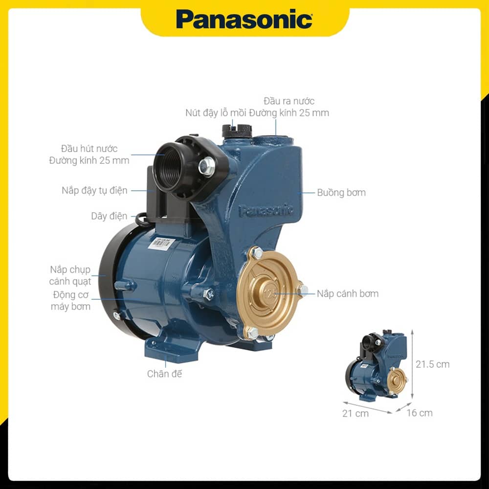 Kích thước của máy bơm Panasonic 125W GP-129JXK-SV5