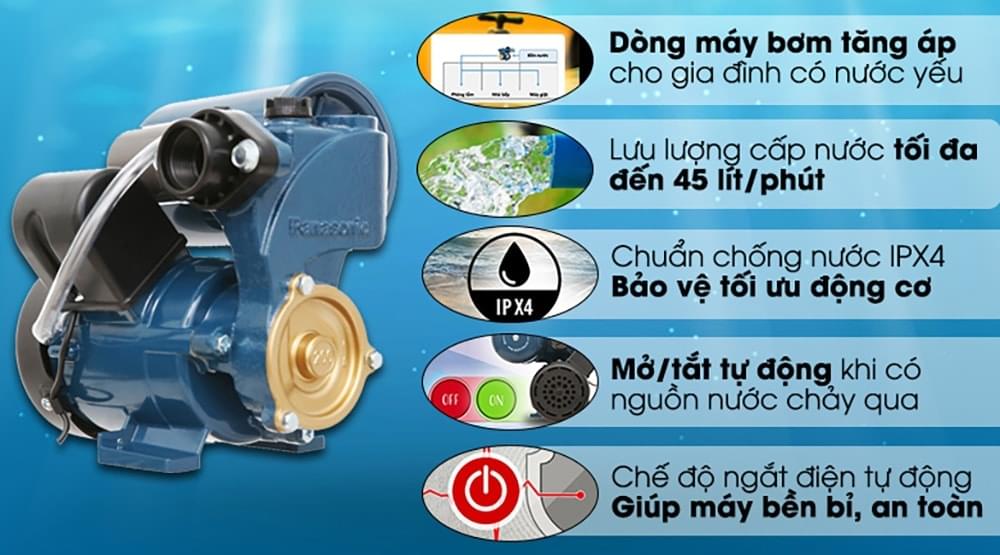 Những ưu điểm của Máy bơm tăng áp Panasonic 200W A-200JAK