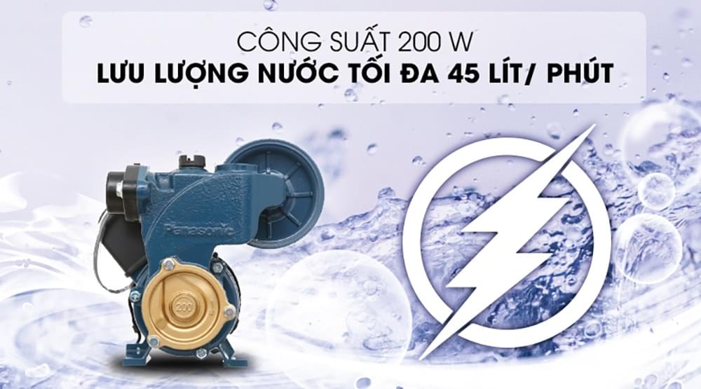 Máy bơm Panasonic A-200JAK có công suất cao 200W và lưu lượng nước là 45 lít/phút