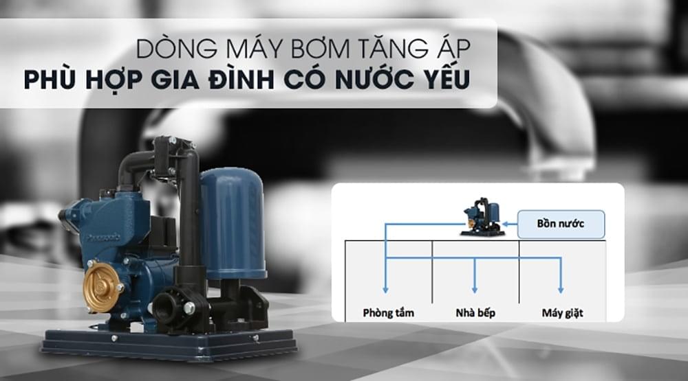 Máy bơm tăng áp Panasonic A-130JACK là dóng máy bơm phù hợp gia đình có nước yếu