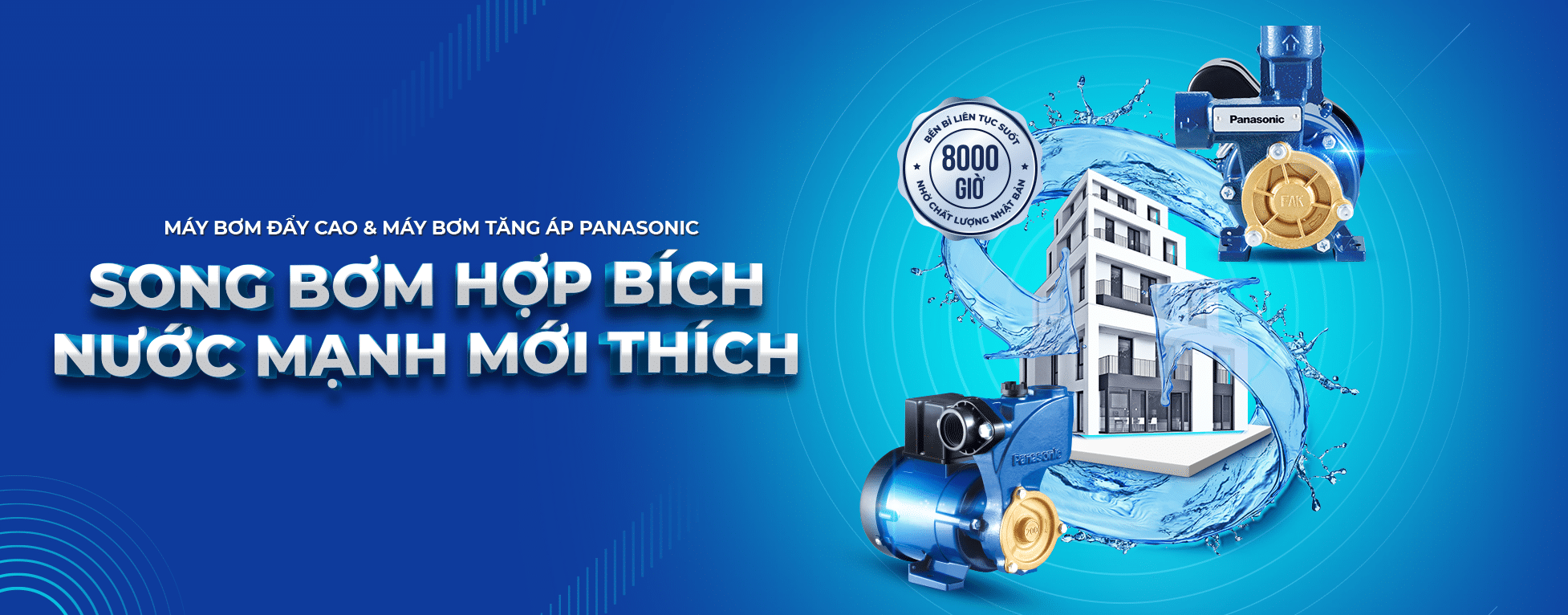 Các loại máy bơm đẩy cao Panasonic có kiểu dáng hiện đại, công suất tối ưu