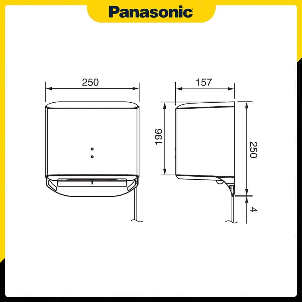 Bản vé Kích thước của Máy sấy tay Panasonic FJ-T09B3