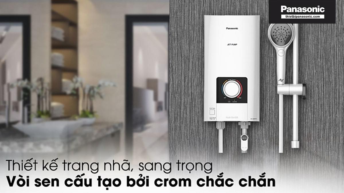 Máy nước nóng Panasonic DH-4NTP1VM có màu trắng trang nhã, sang trọng phù hợp với nhiều không gian nhà tắm