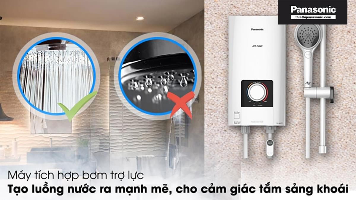Bơm trợ lực được tích hợp trên Máy nước nóng Panasonic DH-4NTP1VM vận hành siêu êm, tạo ra luồng nước mạnh mẽ, cho cảm giác tắm sản khoái