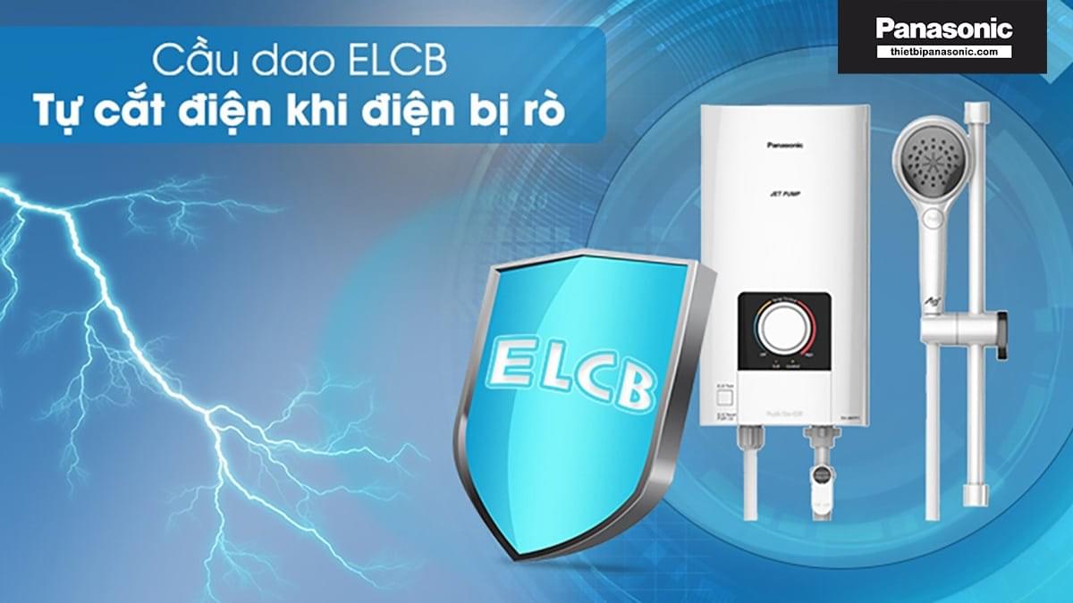 Cầu dao chống rò điện ELCB trên Máy nước nóng Panasonic DH-4NTP1VM giúp bảo vệ an toàn tuyệt đối
