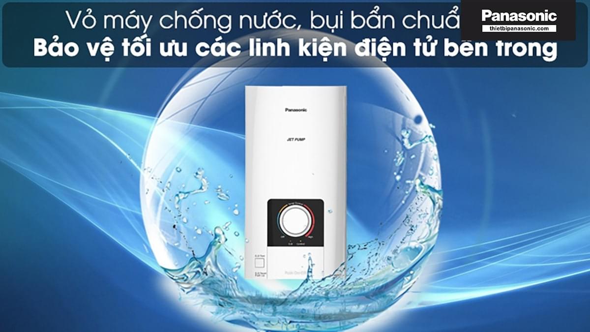 Lớp vỏ của Máy nước nóng Panasonic DH-4NTP1VM đạt tiêu chuẩn chống thấm nước IP25 bảo vệ các linh kiện bên trong