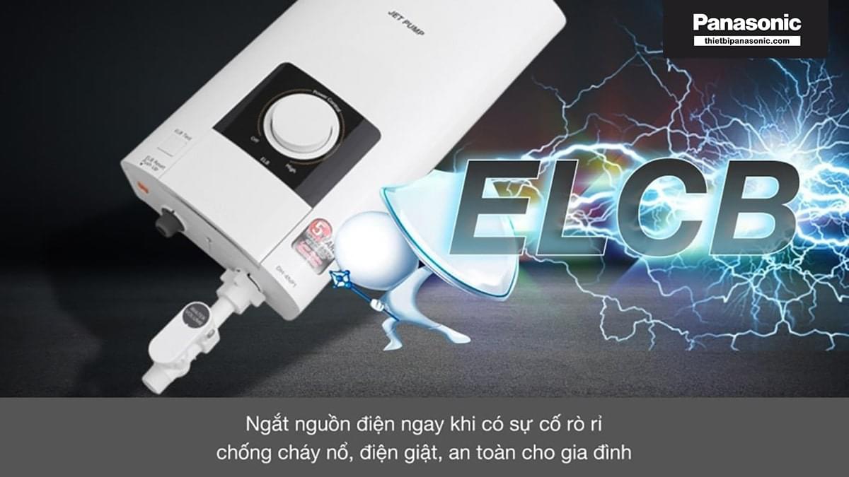 Máy nước nóng Panasonic DH-4NTP1VM được trang ELCB có thể ngắt ngay nguồn điện khi có sự cố rò rỉ điện giúp chống cháy nổ, điện giật đảm bảo an toàn cho gia đình