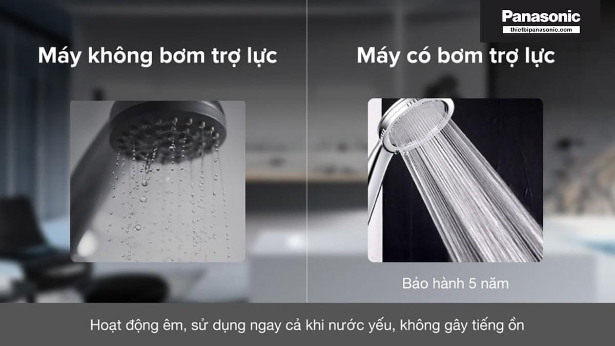 Bơm trợ lực trên Bình nước nóng trực tiếp Panasonic DH-4NTP1VM hoạt động êm ái không tạo ra tiếng ồn khó chịu ảnh hưởng đến trải nghiệm khi sử dụng