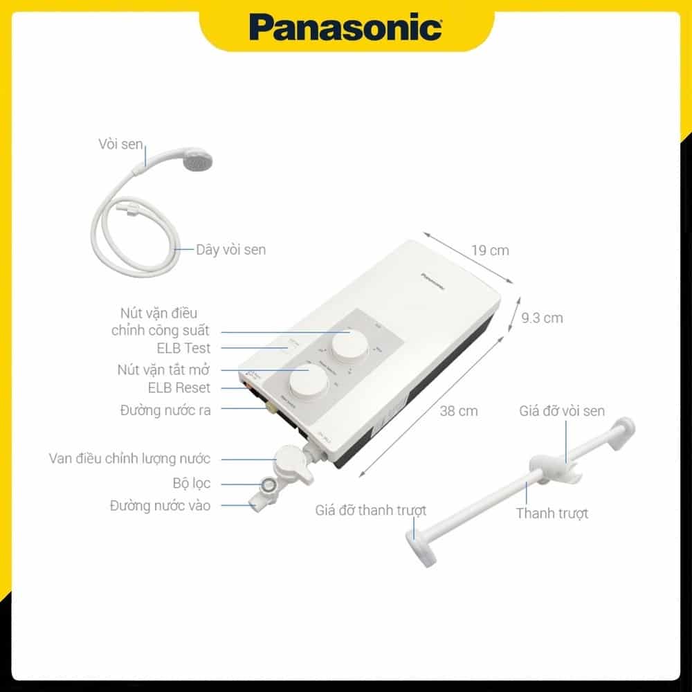 Kích thước của Máy nước nóng Panasonic DH-3RL2VH