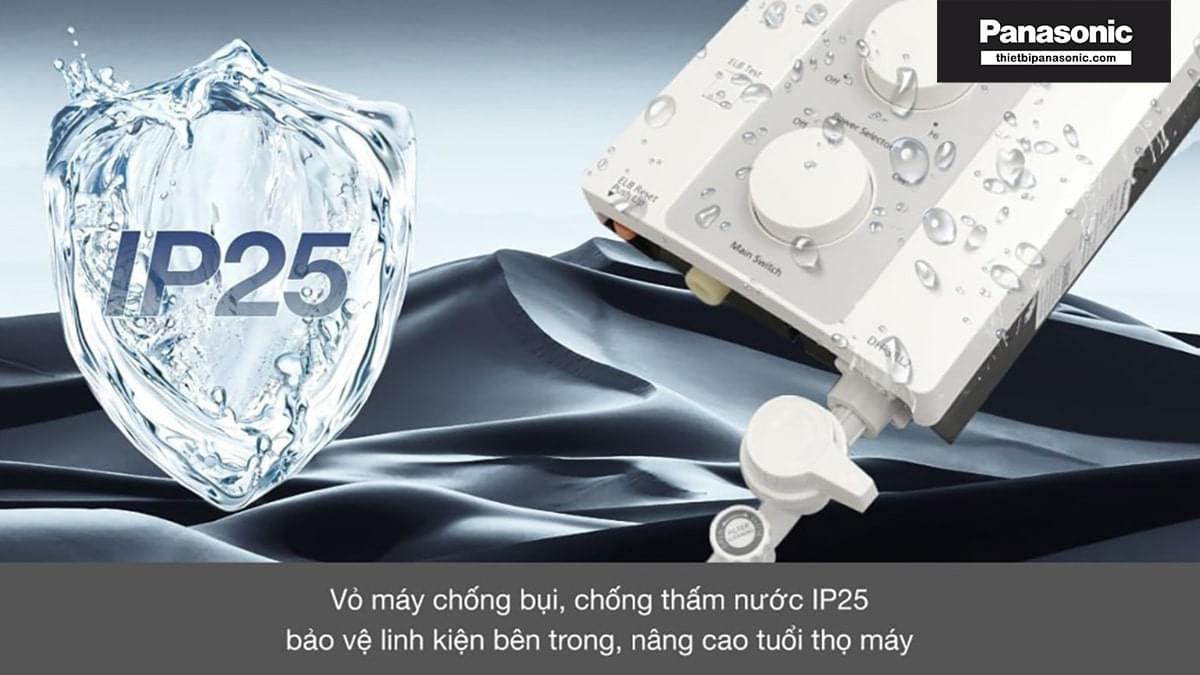 Vỏ bên ngoài của Máy nước nóng Panasonic DH-3RL2VH 3.5kW có khả năng chống bụi chống thấm nước theo tiêu chuẩn IP25 giúp bảo vệ linh kiện bên trong và nâng cao tuổi thọ của máy.