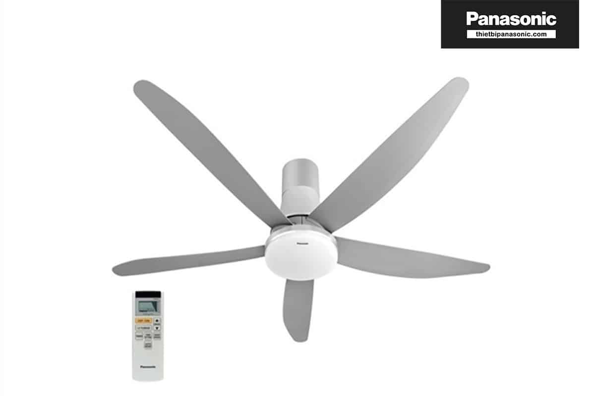 Mẫu quạt trần 5 cánh Panasonic có đèn LED màu bạc