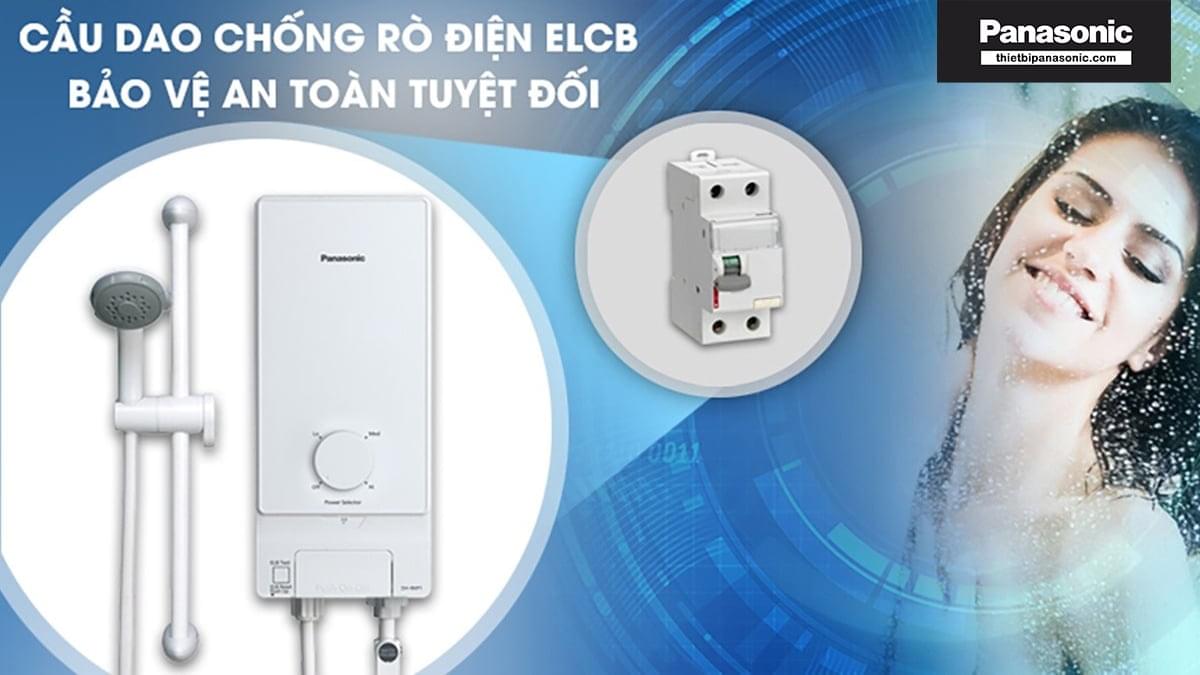 Máy nước nóng trực tiếp Panasonic DH-4MS1VW được trang bị cầu dao chống rò điện ELCB giúp bảo vệ an toàn tuyệt đối
