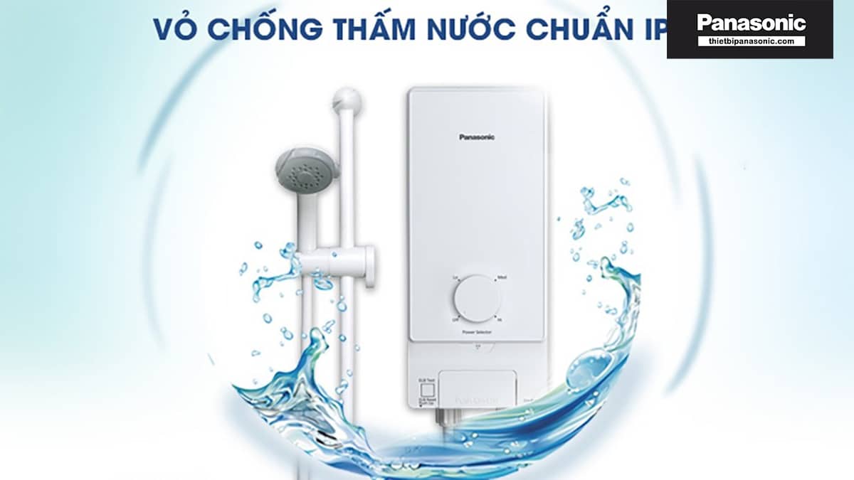 Lớp vỏ của Bình nước nóng Panasonic DH-4MS1VW đạt tiêu chuẩn chống nước IP25 và chống thấm nước hiệu quả