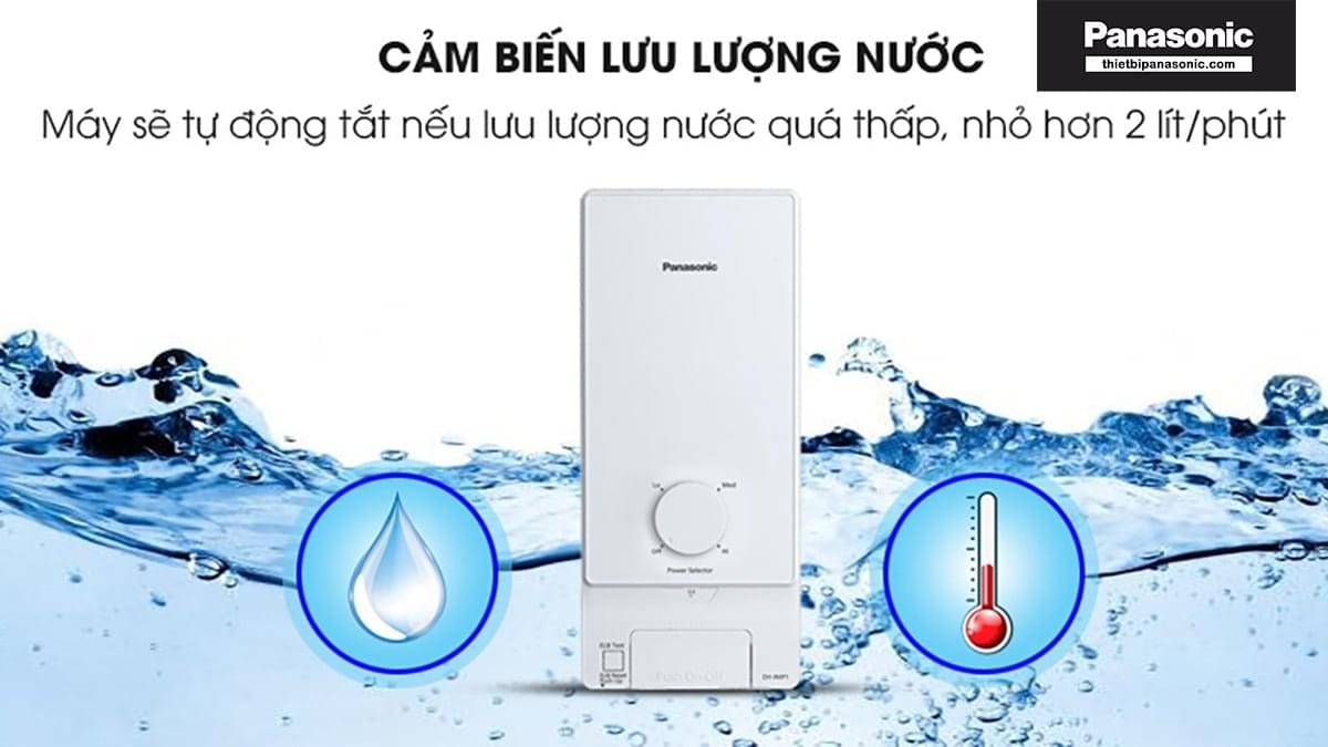 Bình nước nóng trực tiếp Panasonic DH-4MS1VW được trang bị cảm biến lưu lượng nước, máy sẽ tự động tắt nếu lưu lượng nước quá thấp, nhỏ hơn 2 lít/phút giúp ngăn ngừa cháy nổ.