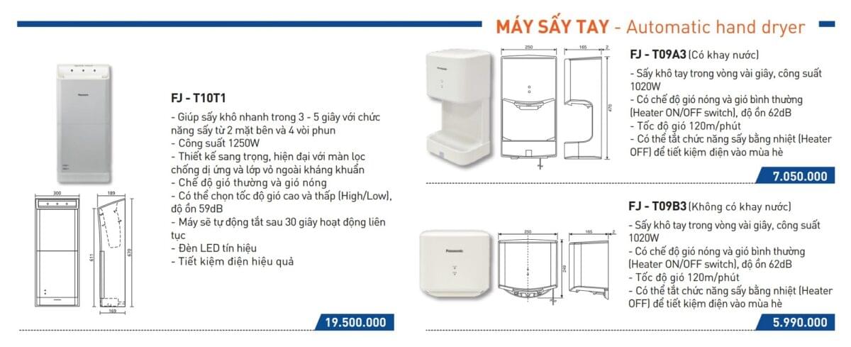 Catalogue Bảng giá máy sấy tay Panasonic