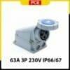 Ổ cắm gắn nổi loại kín nước PCE F133-6 | 3P 63A 230V 6H IP66/67