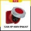 Ổ cắm gắn âm kín nước PCE dạng thẳng F344-6 | 4P 125A 400V 6H IP66/67