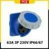 Ổ cắm gắn âm kín nước PCE dạng nghiêng F433-6FC | 3P 63A 230V 6H IP66/67