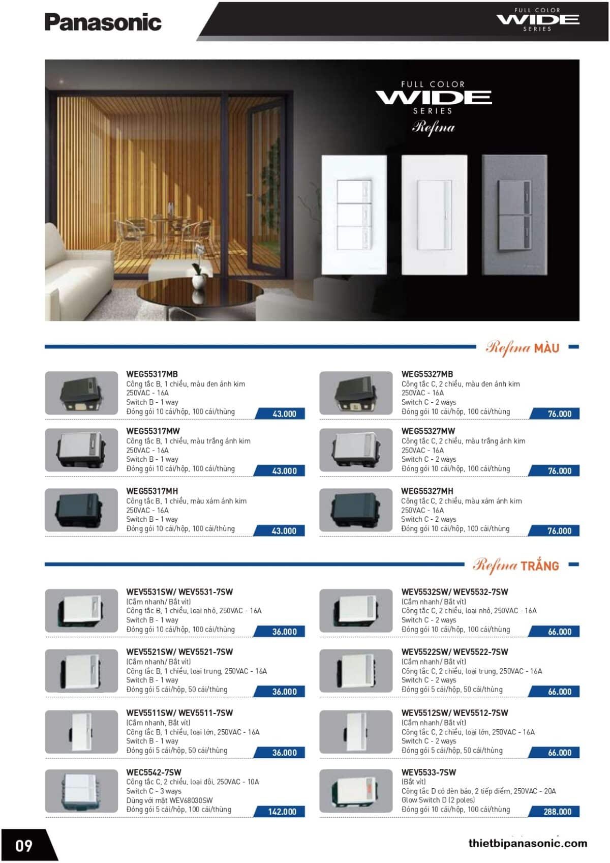 Bảng giá Công tắc Panasonic Refina