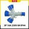 Ổ cắm chia 3 ngã không kín nước PCE F9432000 | 3P 16A 6H IP44