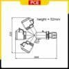Bản vẽ kích thước của Ổ cắm PCE F9432000 chia 3 ngã