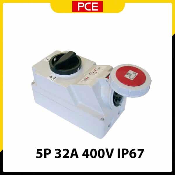 Ổ cắm công nghiệp kèm công tắc F75252-6 | 5P 32A 400V 6H IP67