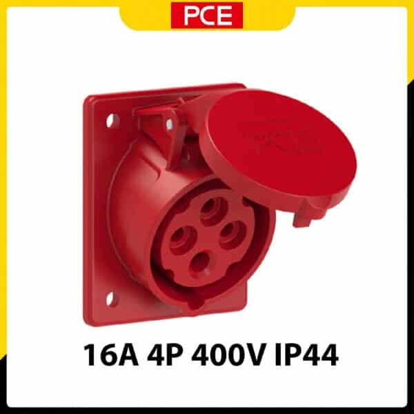 F414-6 - Ổ cắm gắn âm PCE dạng nghiêng 4P 16A 400V 6H IP44