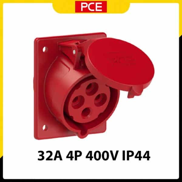 F424-6 - Ổ cắm gắn âm PCE dạng nghiêng 4P 32A 400V 6H IP44