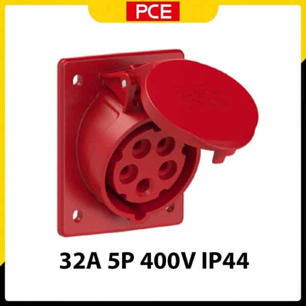 F425-6 - Ổ cắm gắn âm PCE dạng nghiêng 5P 32A 400V 6H IP44