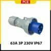 F033-6 - Phích cắm di động kín nước 63A 3P 230V 6H IP67 | PCE