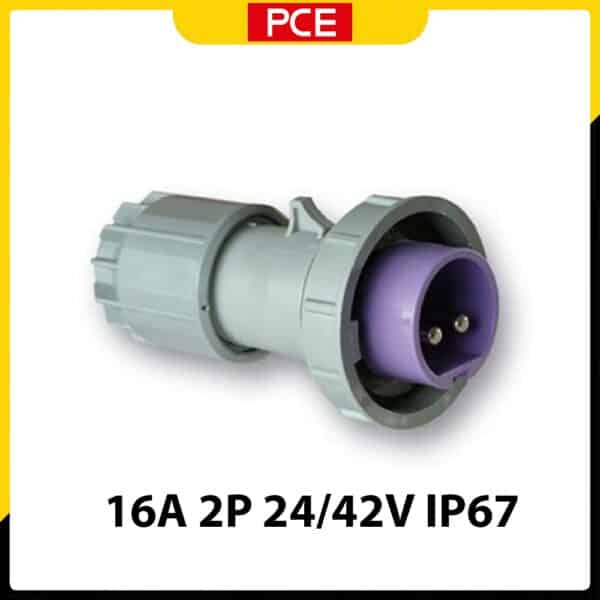 F0822-10V - Phích cắm di động kín nước 16A 2P 24/42V 10H IP67 | PCE