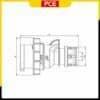 Bản vẽ của Phích cắm công nghiệp kín nước 16A 2P 24/42V 10H IP67 PCE F0822-10V