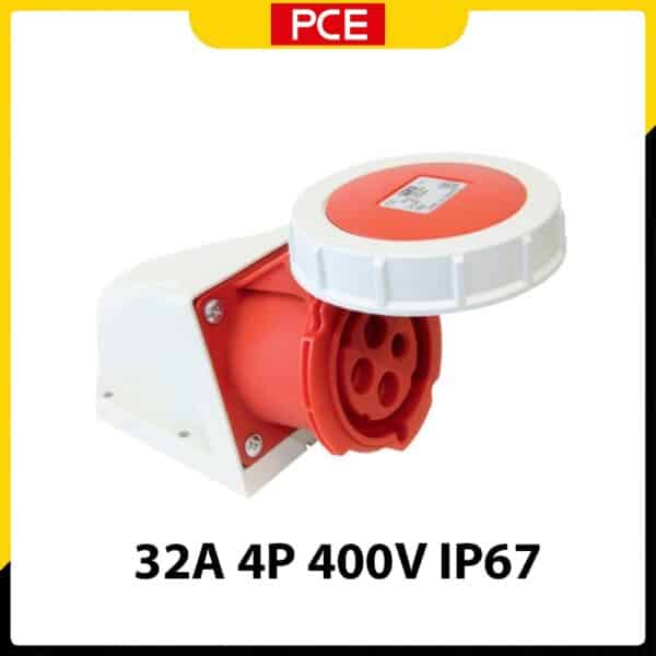 F1242-6 - Ổ cắm gắn nổi PCE kín nước 32A 4P 400V 6H IP67