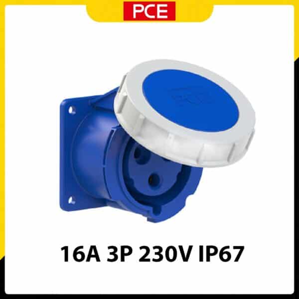 F3132-6 - Ổ cắm gắn âm PCE kín nước dạng thẳng 16A 3P 230V 6H IP67