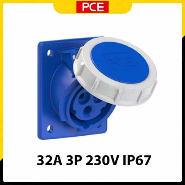 F4232-6F78 - Ổ cắm gắn âm PCE kín nước dạng nghiêng 32A 3P 230V 6H IP67
