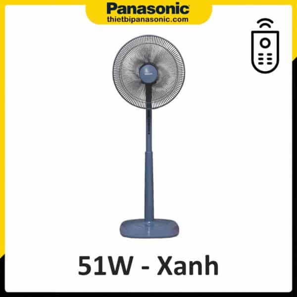 Quạt cây Panasonic F-409KB có remote màu xanh 51W có remote