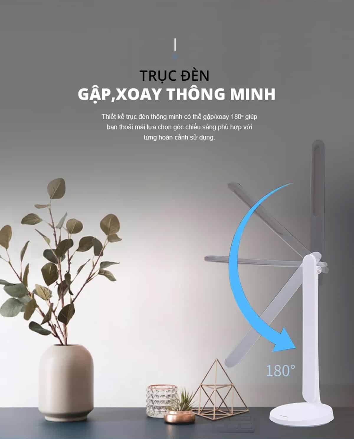 Thiết kế trục Đèn bàn Panasonic HHGLT034188 có thể gập xoay 180 độ giúp bạn điều chỉnh góc chiếu phù hợp