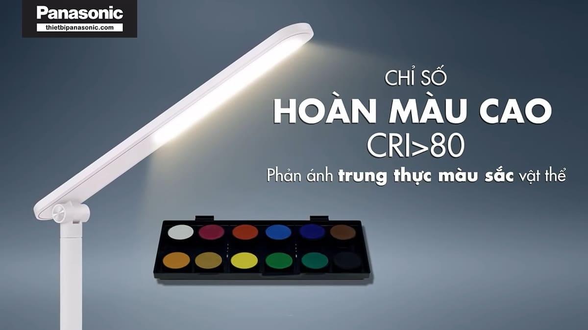 Đèn bàn học Panasonic HHGLT034188 có chỉ số hoàn màu CRI>80 giúp phản ánh trung thực màu sắc của vật thể