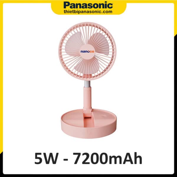 Quạt sạc gấp gọn Nanoco NFF1617P màu hồng