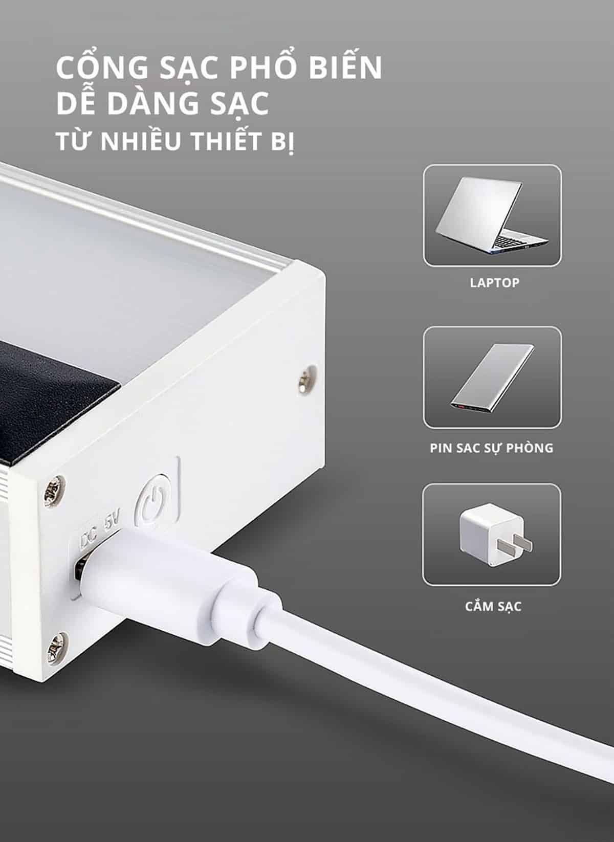 Đèn sạc Panasonic HHTQ045488 có cổng sạc phổ biến dễ dàng sạc từ nhiều thiết bị