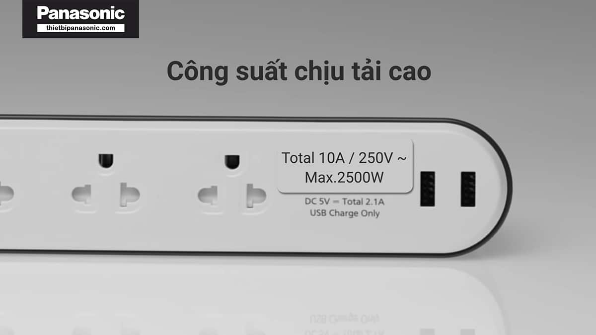 Ổ cắm điện có dây Panasonic WCHG243322W-VN có công suất chịu tải cao lên đến 2300W
