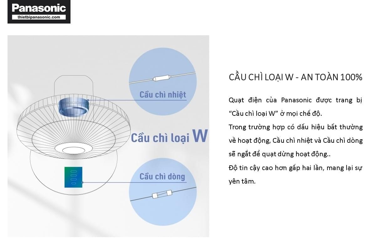 Quạt đứng Panasonic F-308NHB được trang bị cầu chì loại W ở mọi chế độ giúp đảm bảo an toàn trong quá trình sử dụng