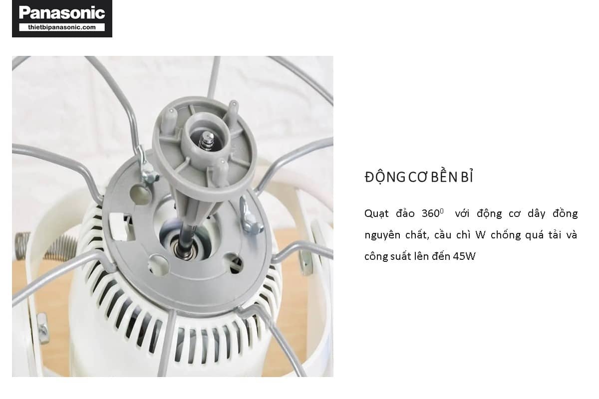 Quạt đảo trần Panasonic F-409QB được trang bị động cơ bền bỉ cùng công suất lên đến 45W