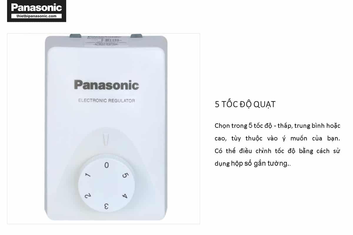 Quạt đảo trần Panasonic F-409QB được điều khiển thông qua hộp số với 5 cấp độ gió