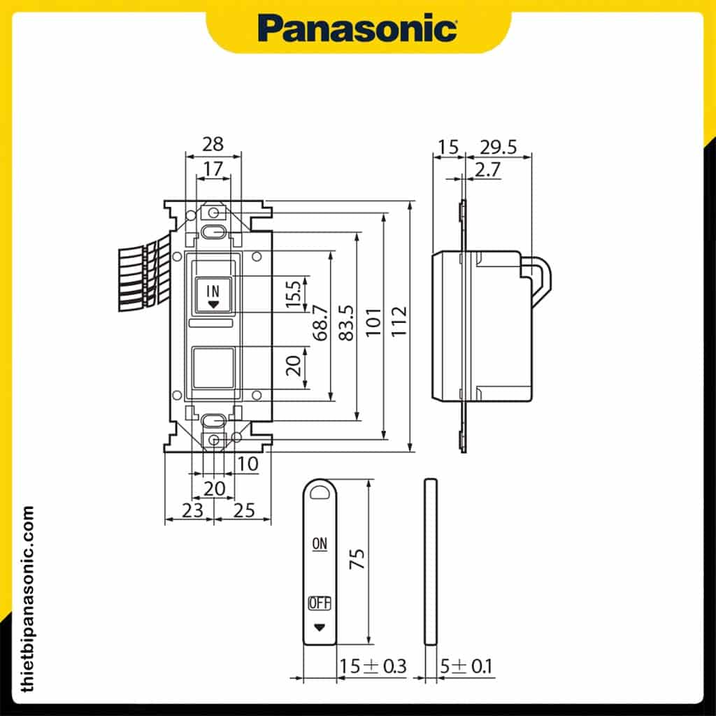 Bản vẽ kích thước của Công tắc thẻ Panasonic WNH5611-801