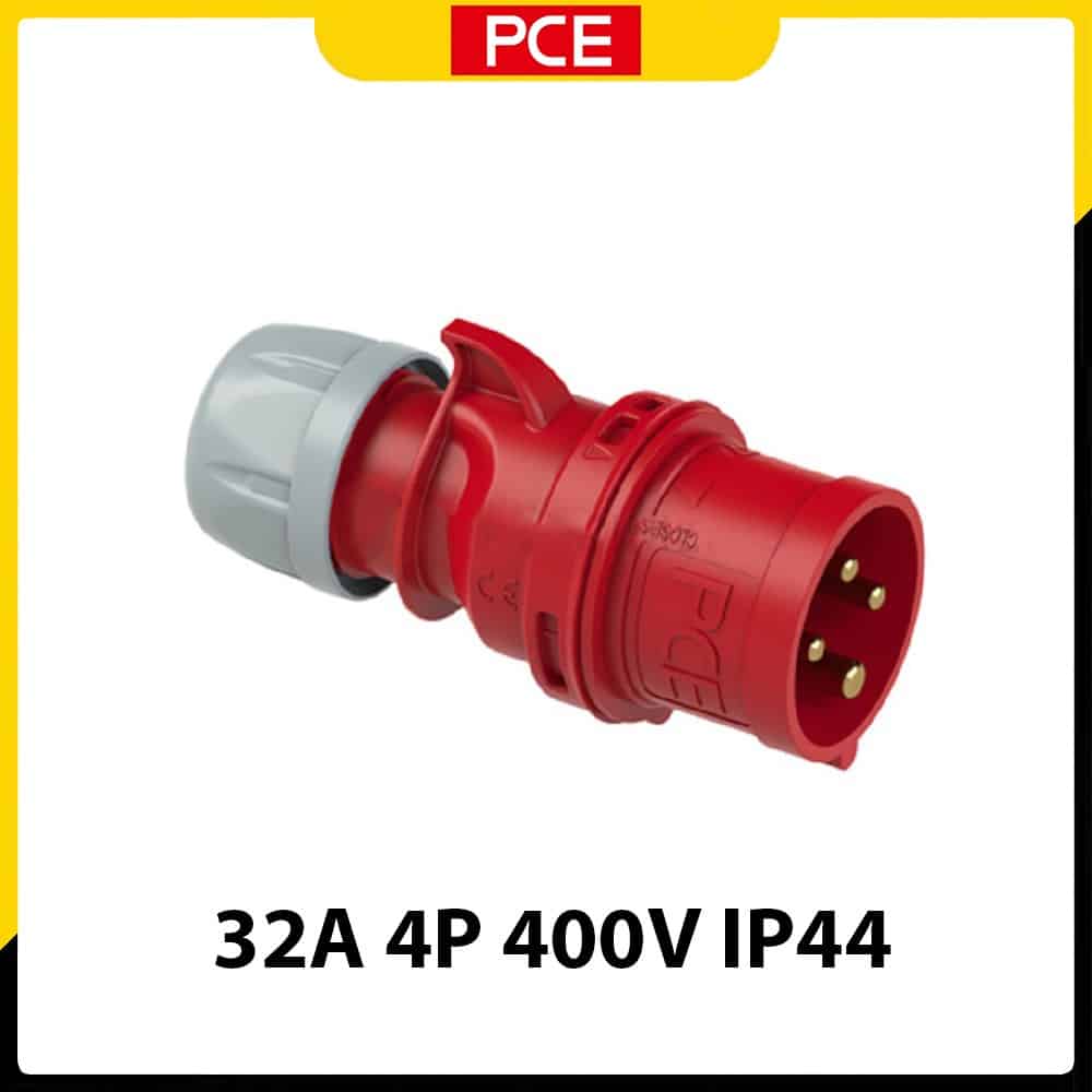 Phích cắm di dộng không kín nước PCE F024-6 | 4P 32A 400V 6H IP44