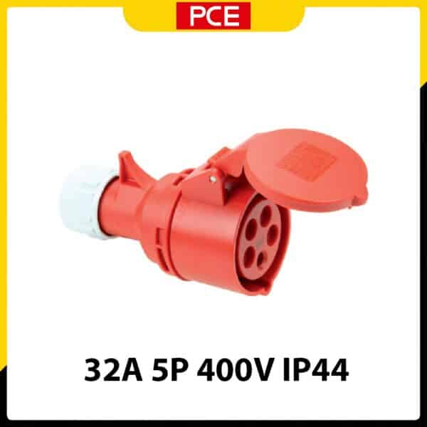 Ổ cắm công nghiệp 3 pha 5 chấu PCE F225-6 | 5P 32A 400V 6H IP44