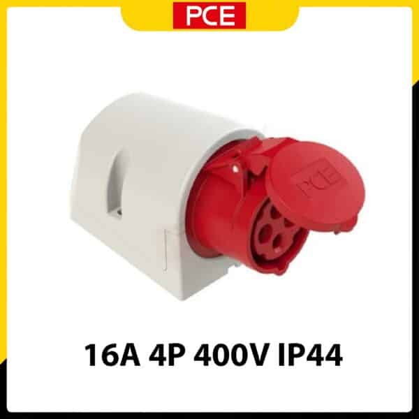 Ổ cắm công nghiệp 4 chấu 3 pha PCE F114-6 | 4P 16A 400V 6H IP44